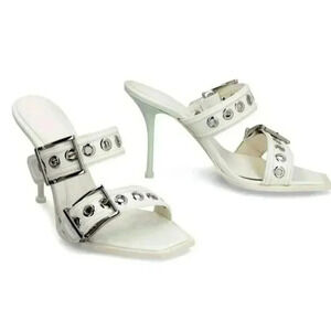 Alexander McQueen Punk Buckle White Leather Sandals Size 36 & 37 **Please Read**